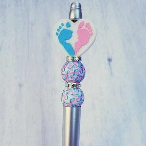 Silicone Beaded Pen, Infant Loss Awareness, ILA, Boy, Girl, Ribbon, Blue, Pink